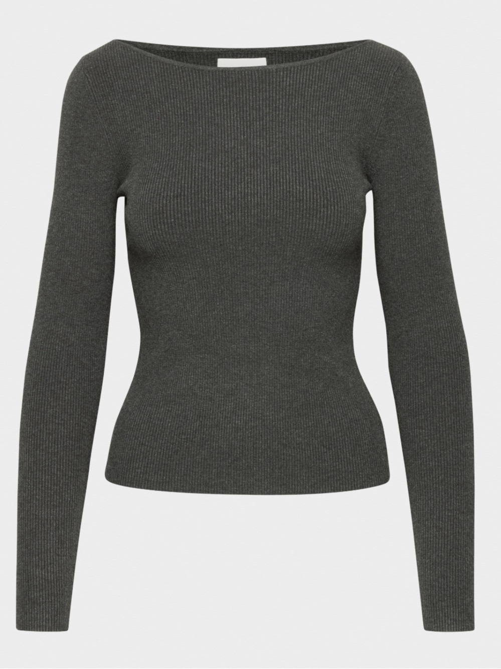 Active USA Ribbed Slim Knit Top - Charcoal